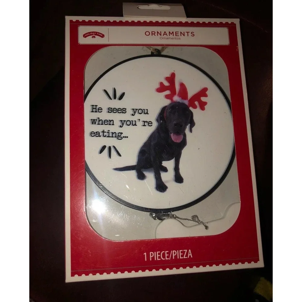 Holiday Time Ornaments Dog He See's You When Your‎ Eating Christmas Pet